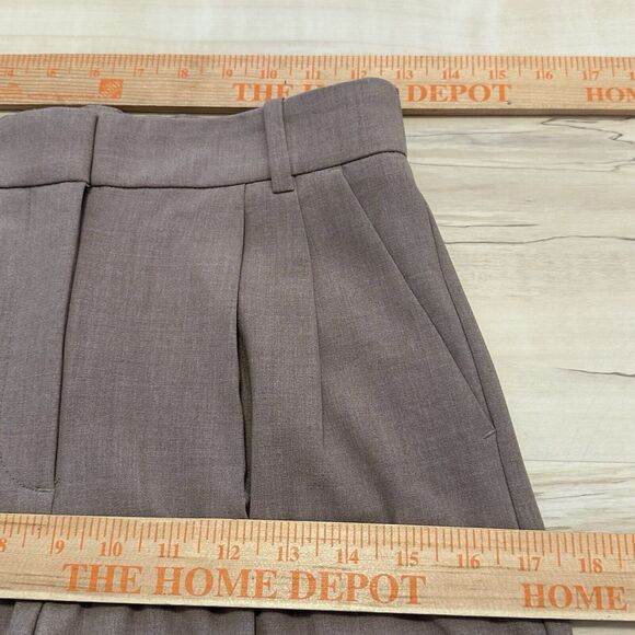 Abercrombie Fitch 0 Short Sloane Tailored Pants High Waist Wide Leg Brown - Picture 7 of 8